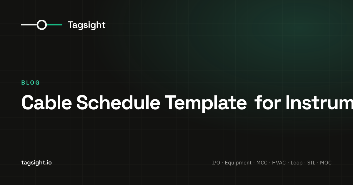 Cable Schedule Columns and Template, Tagsight