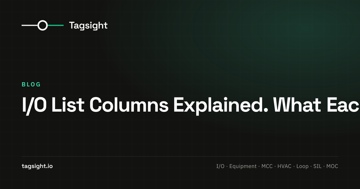 I/O List Columns Explained. What Each One Is For, Tagsight