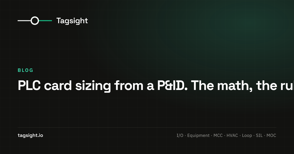 PLC Card Sizing From a P&ID, Tagsight