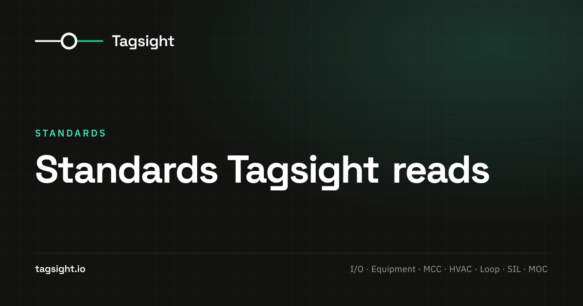 Standards Tagsight reads, Tagsight